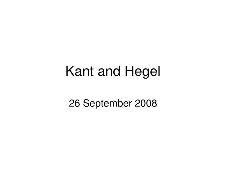 kant and hegel