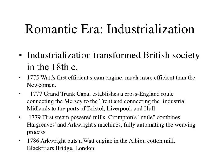 romantic era industrialization
