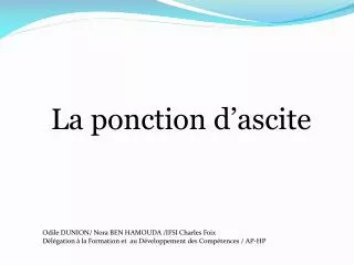 Odile DUNION/ Nora BEN HAMOUDA /IFSI Charles Foix Délégation à la Formation et au Développement des Compétences / AP-H