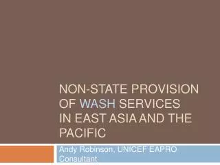 Non-state provision of WASH services in east Asia and the Pacific
