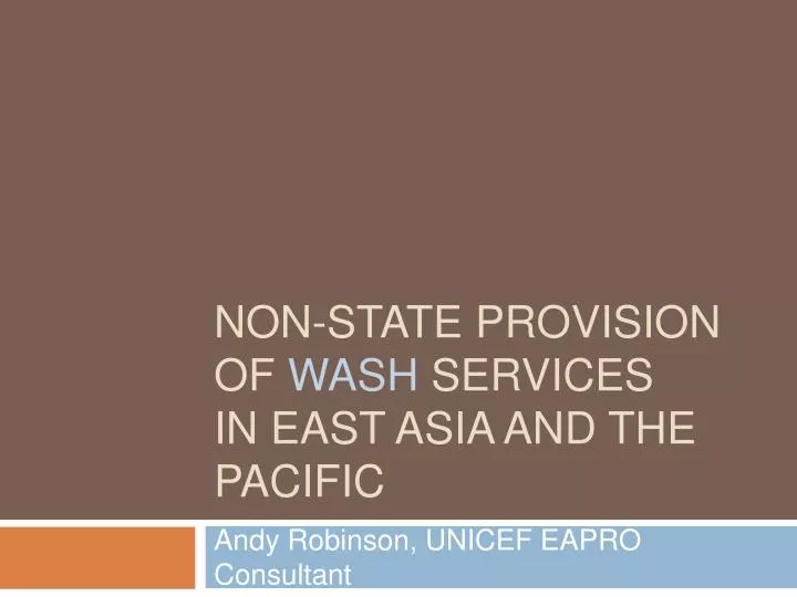 non state provision of wash services in east asia and the pacific