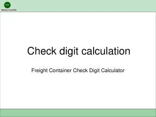Check digit calculation