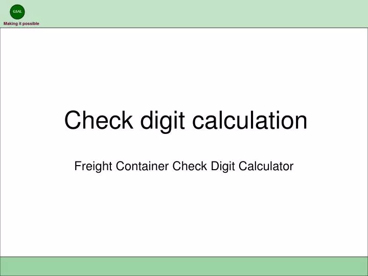 check digit calculation