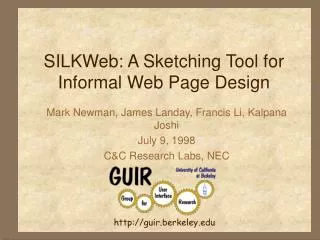 SILKWeb: A Sketching Tool for Informal Web Page Design