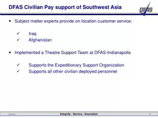 DFAS Civilian Pay support of Southwest Asia