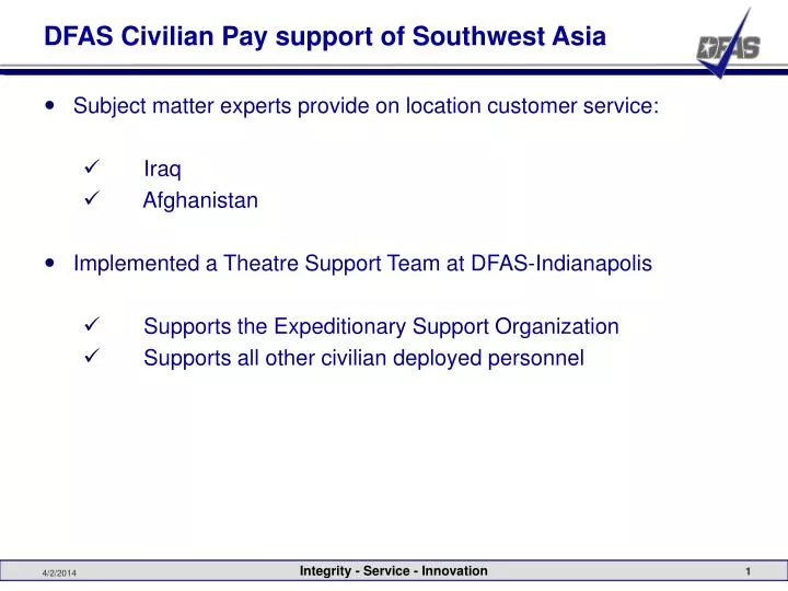 dfas civilian pay support of southwest asia