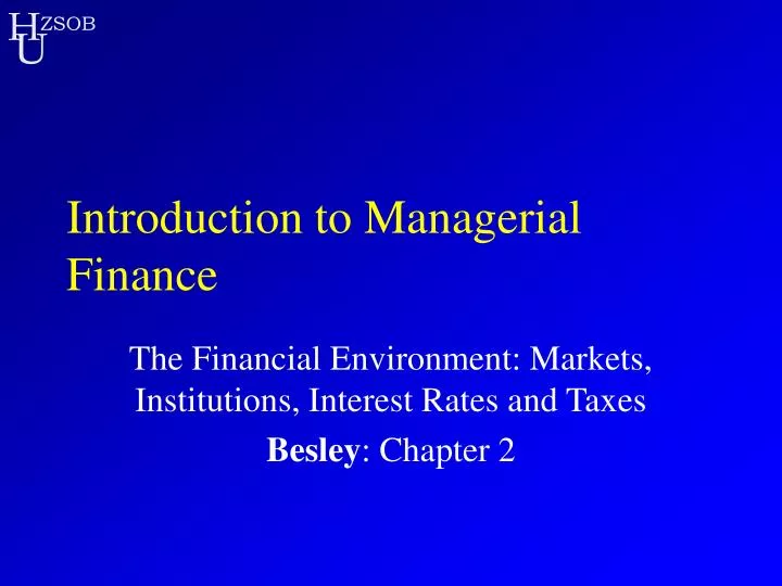 introduction to managerial finance