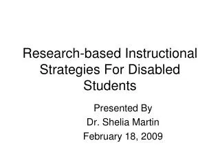 Research-based Instructional Strategies For Disabled Students