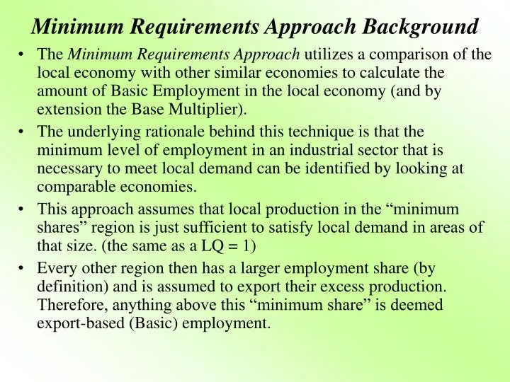 minimum requirements approach background