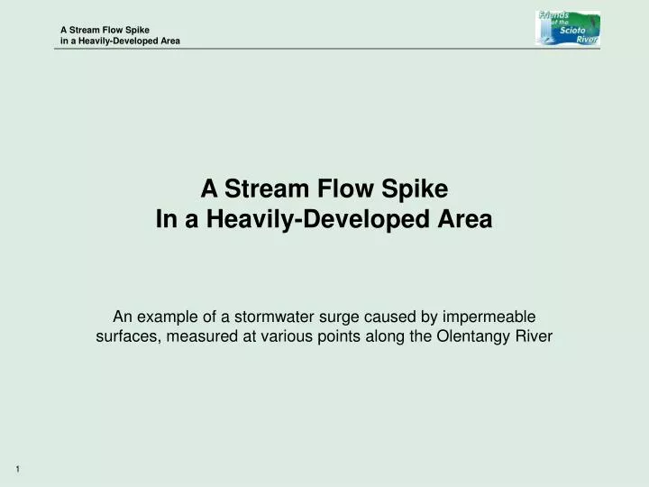 a stream flow spike in a heavily developed area