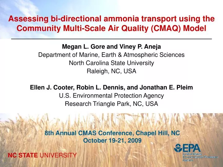 assessing bi directional ammonia transport using the community multi scale air quality cmaq model