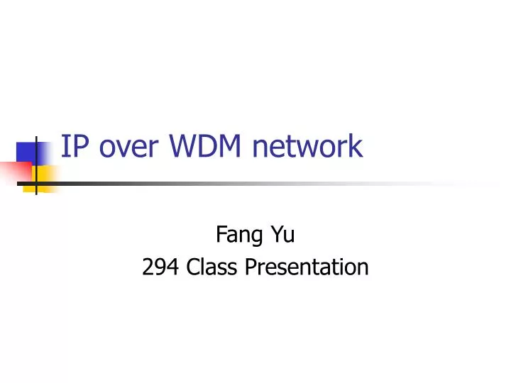 ip over wdm network