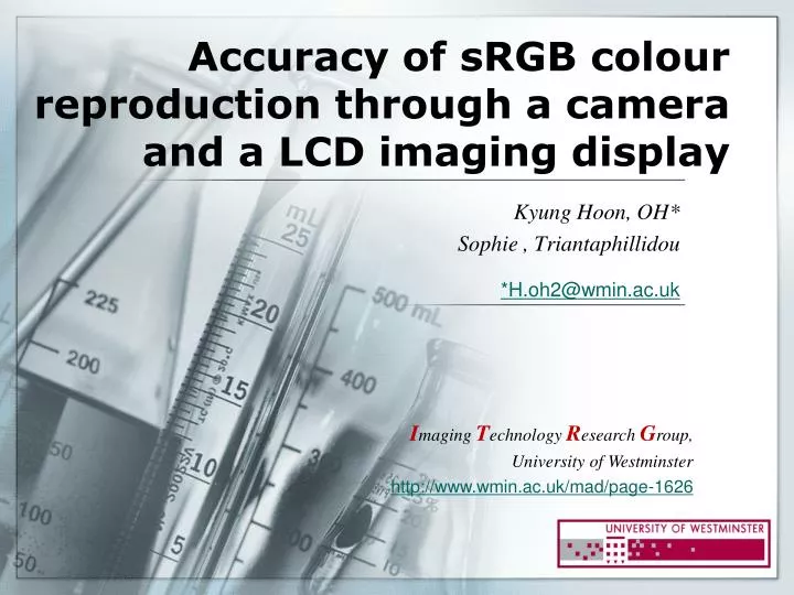 accuracy of srgb colour reproduction through a camera and a lcd imaging display