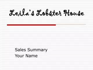 Leila’s Lobster House