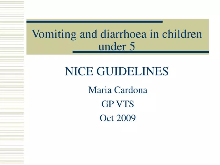 vomiting and diarrhoea in children under 5 nice guidelines