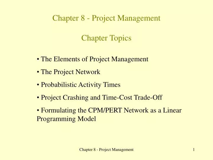 chapter 8 project management chapter topics