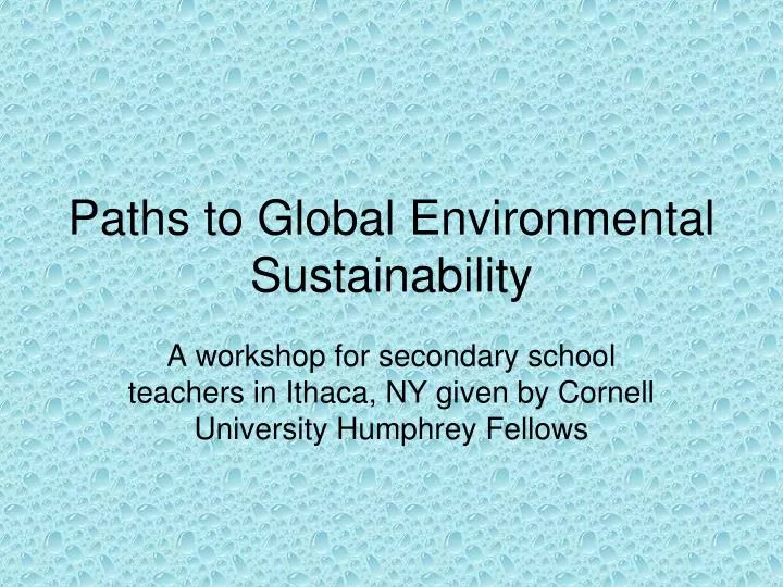 paths to global environmental sustainability
