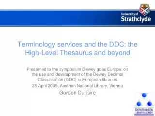 Terminology services and the DDC: the High-Level Thesaurus and beyond