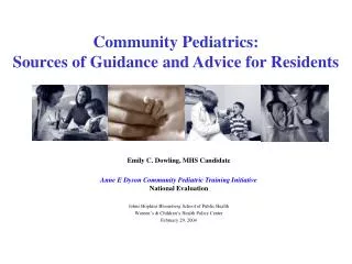 Community Pediatrics: Sources of Guidance and Advice for Residents