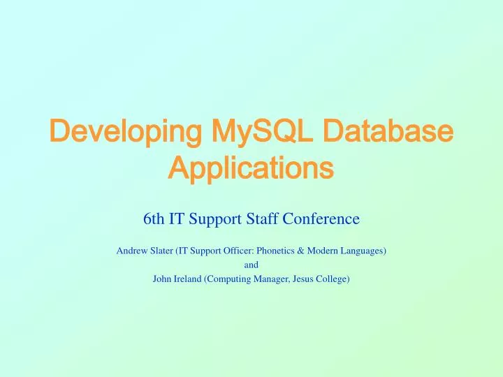 developing mysql database applications