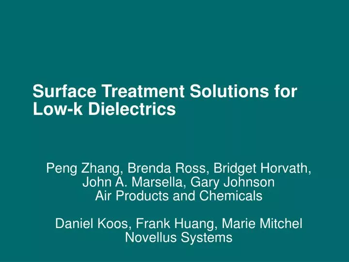 surface treatment solutions for low k dielectrics