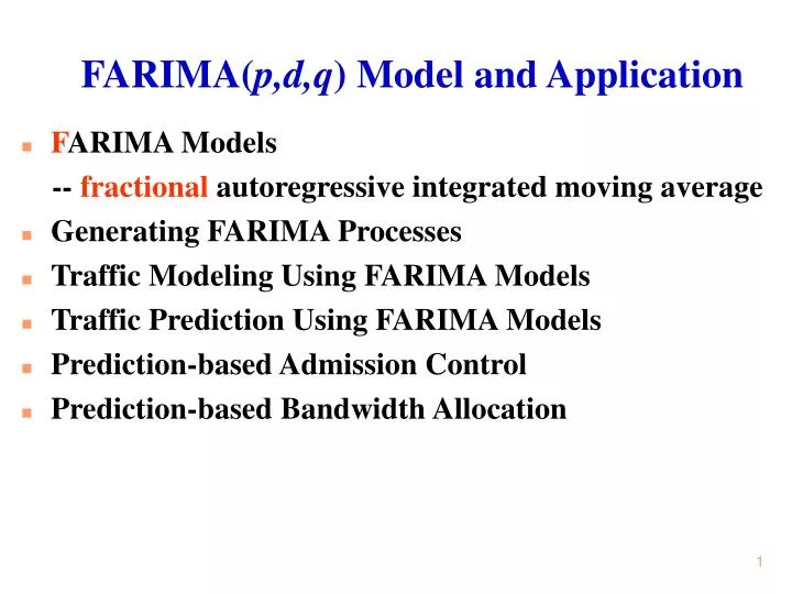 farima p d q model and application