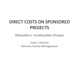 DIRECT COSTS ON SPONSORED PROJECTS