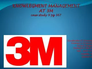 KNOWLEGMENT MANAGEMENT AT 3M case study 9 pg 367