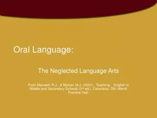 Oral Language: