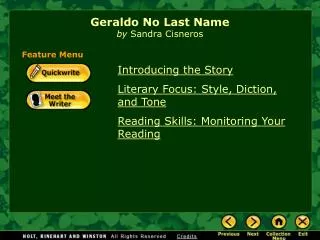 Geraldo No Last Name by Sandra Cisneros