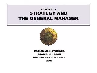 CHAPTER 18 STRATEGY AND THE GENERAL MANAGER