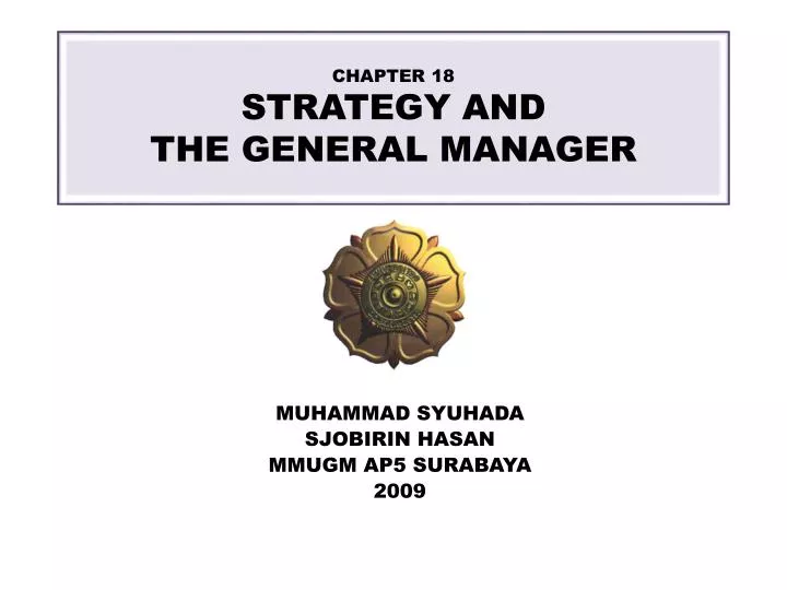 chapter 18 strategy and the general manager