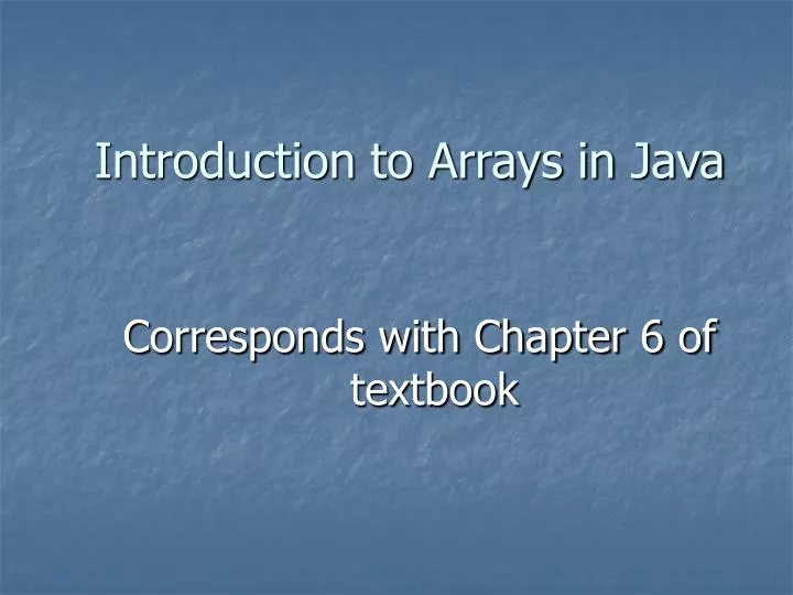 introduction to arrays in java