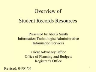 Overview of Student Records Resources