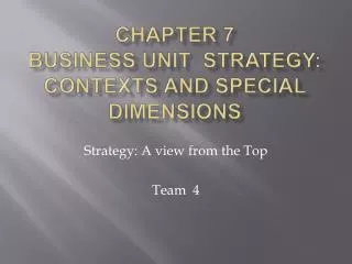 Chapter 7 Business unit strategy: contexts and special dimensions