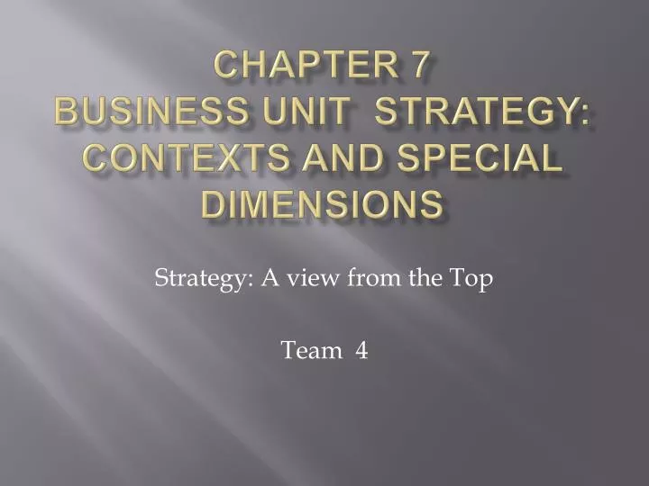 chapter 7 business unit strategy contexts and special dimensions