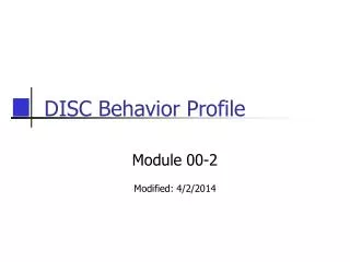 DISC Behavior Profile