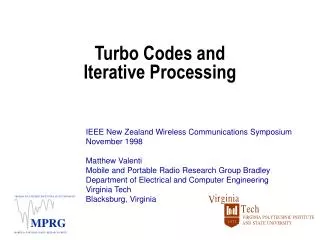 Turbo Codes and Iterative Processing