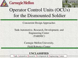 Operator Control Units (OCUs) for the Dismounted Soldier