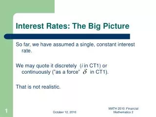 Interest Rates: The Big Picture