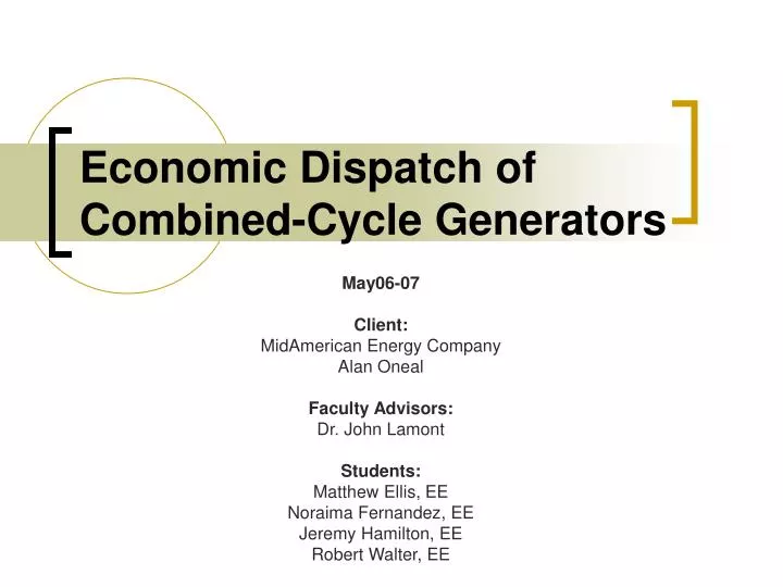 economic dispatch of combined cycle generators