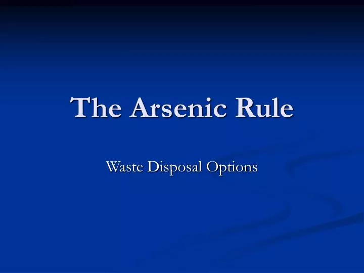 the arsenic rule