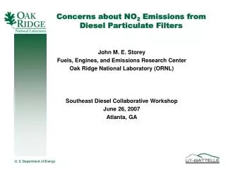 Concerns about NO 2 Emissions from Diesel Particulate Filters