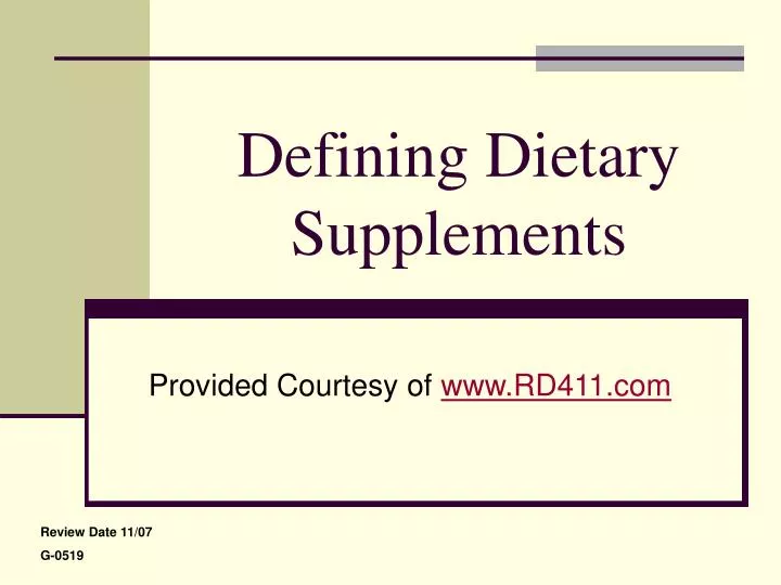 defining dietary supplements