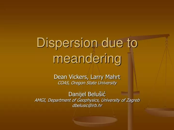 dispersion due to meandering