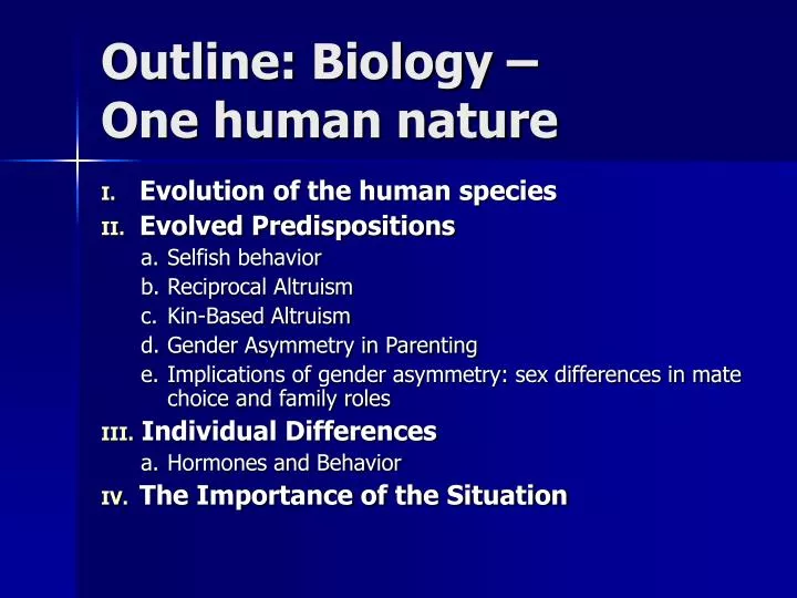 outline biology one human nature