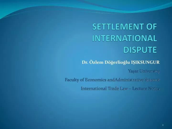 settlement of international dispute