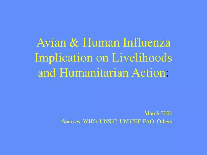 avian human influenza implication on livelihoods and humanitarian action