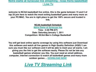 Notre Dame at Syracuse live streaming | ncaa mens basketball