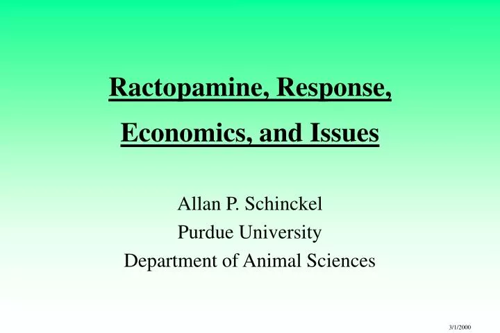 ractopamine response economics and issues